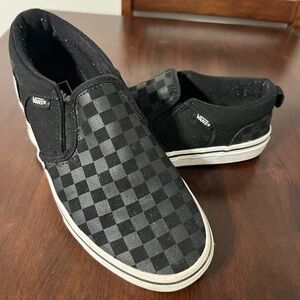 Vans Black Checkerboard Slip On Sneakers Youth Size 5 Skateboarding Shoes Kids